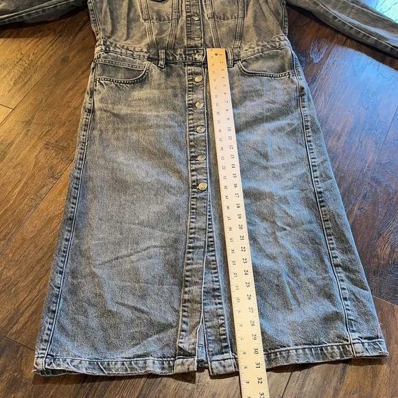 Zara Women's Charcoal Gray Black Wash Fade Long Shirt Dress Jacket - Picture 9 of 14